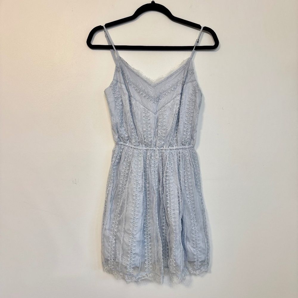 Abercrombie & Fitch Lace Overlay Slip Dress - Light Blue | Size M